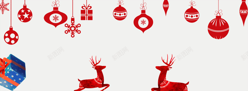 圣诞节麋鹿简约灰色banner背景