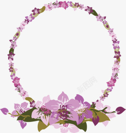 粉红色紫色花朵矢量装饰花卉边框素材