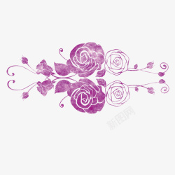 紫色玫瑰花装饰图案设计素材