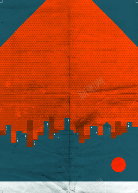 城市夜景橙色广告背景背景