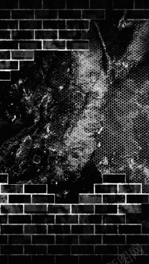 黑色创意砖墙网格状H5背景背景
