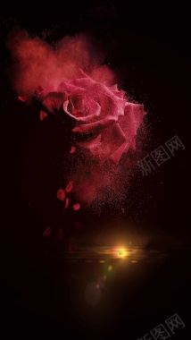 黑色大气红玫瑰钻戒H5背景素材背景