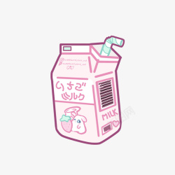 简易牛奶盒粉色牛奶盒贴纸高清图片