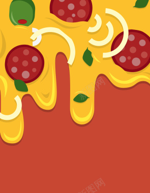 卡通手绘切片芝士披萨美食西餐海报背景素材背景