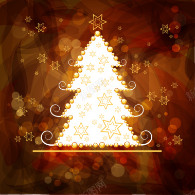棕色橙色圣诞树装饰圣诞海报背景背景