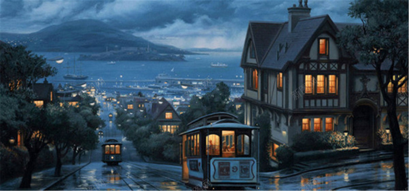 夜晚小镇卡通jpg设计背景_88icon https://88icon.com 夜晚 灯光 小镇 街道 卡通 海报banner 童趣 手绘