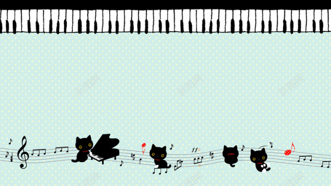 弹钢琴的小猫海报背景
