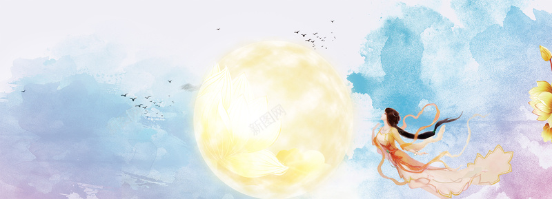 嫦娥月亮中秋节蓝色背景背景