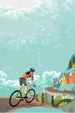 山地自行车创意运动海报素材背景