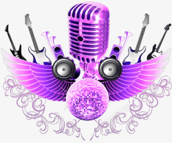 麦克风紫色抠图音乐素材素材