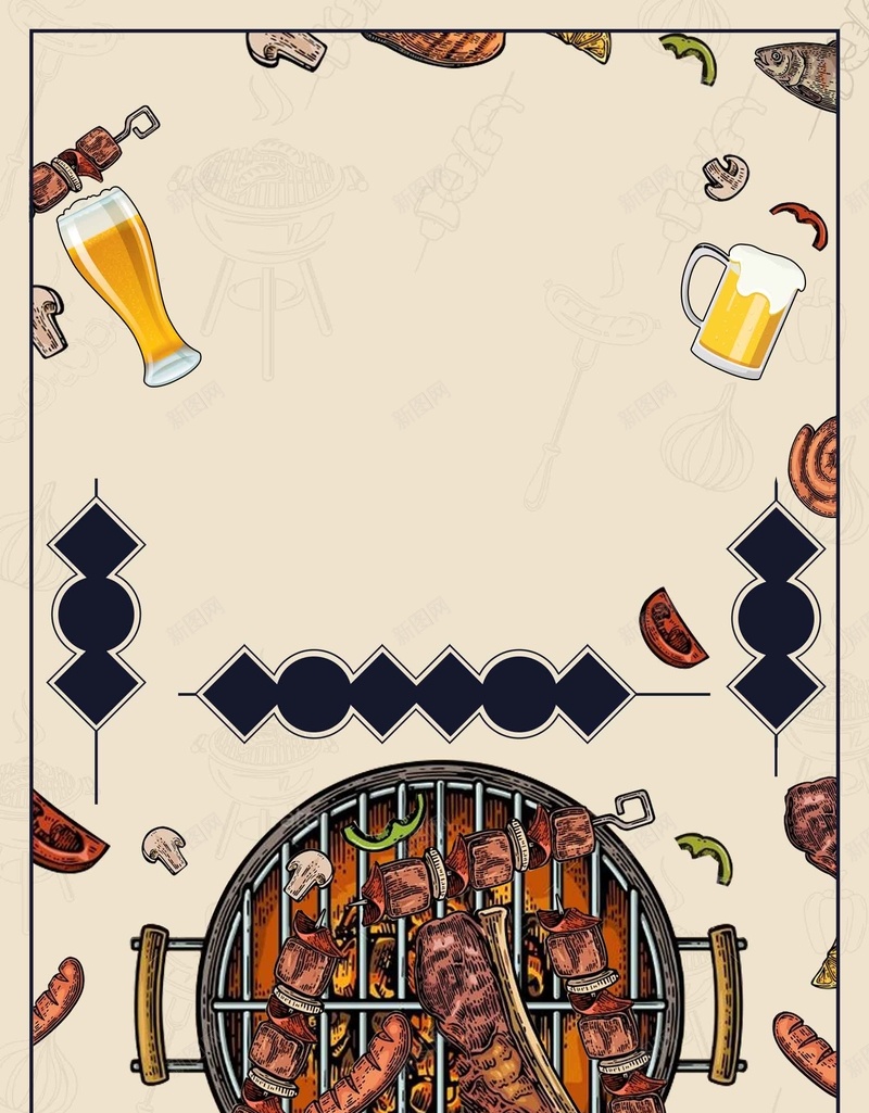 创意插画风格烧烤美食广告psd设计背景_88icon https://88icon.com 插画风格 美食广告 创意 夜市 烧烤 碳火烧烤 大排档 室内烧烤 餐饮 宣传