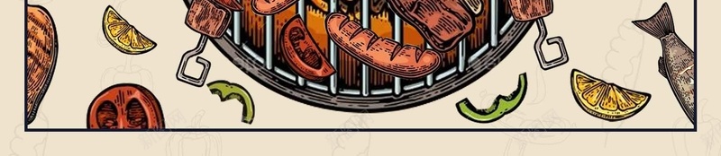 创意插画风格烧烤美食广告psd设计背景_88icon https://88icon.com 插画风格 美食广告 创意 夜市 烧烤 碳火烧烤 大排档 室内烧烤 餐饮 宣传