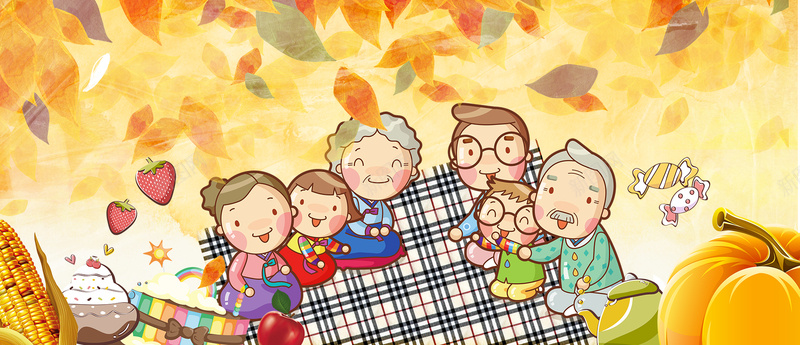 韩国朝鲜族卡通家庭一家人背景banner背景