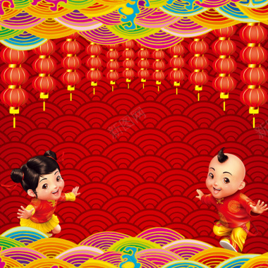新年中国风纹理红色主图背景