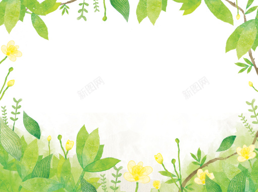 绿色手绘树叶背景背景