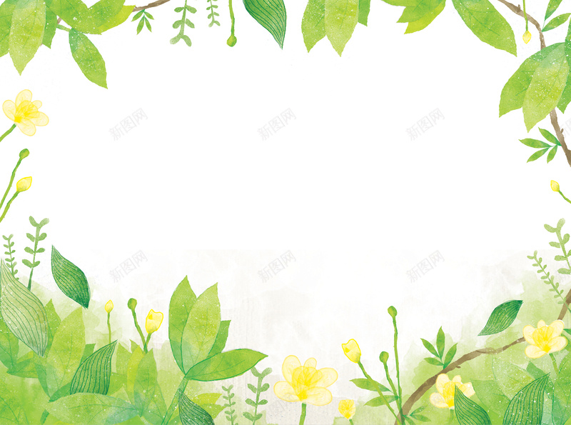 绿色手绘树叶背景psd设计背景_88icon https://88icon.com 绿色 手绘 树叶 叶子 花朵 线条 水彩 卡通 童趣
