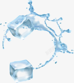 结冰的水精美溅起的冰块矢量图高清图片