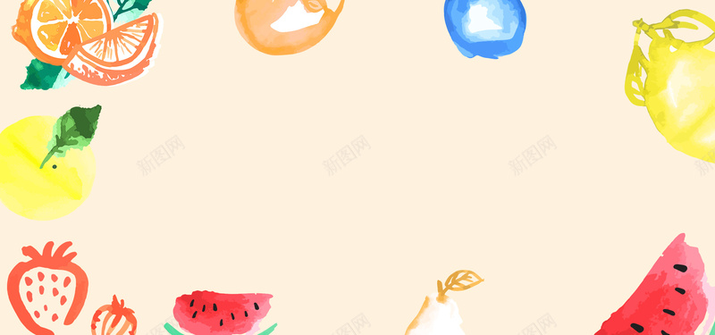 手绘卡通夏日水果背景背景