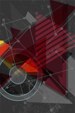 抽象点线几何拼接炫彩简约科技商务矢量海报背景