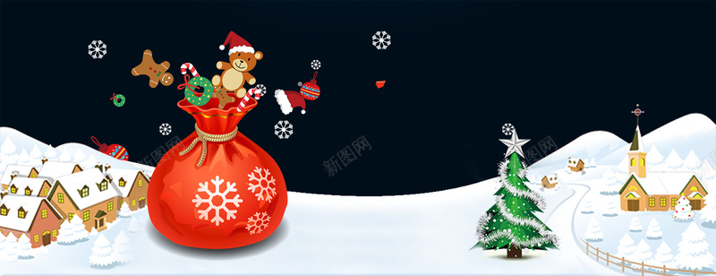 圣诞节卡通福袋手绘黑色bannerpsd设计背景_88icon https://88icon.com 圣诞快乐 圣诞海报 圣诞狂欢 圣诞老人 圣诞节 圣诞树 新年 圣诞元素 双蛋狂欢 元旦 元旦快乐 圣