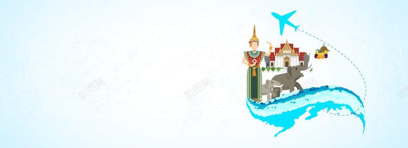 国庆旅游泰国卡通背景背景