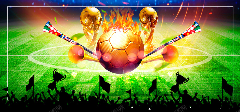 狂欢世界杯绿色文艺banner背景