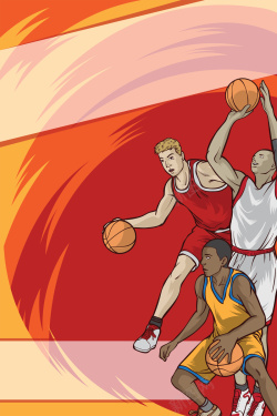 手绘的灌篮篮球体育海报背景高清图片