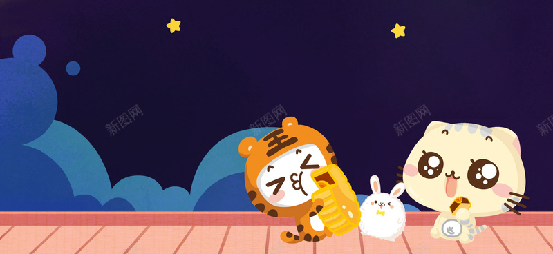 卡通吃月饼jpg设计背景_88icon https://88icon.com 海报banner 中秋节 卡通 月饼 猫 童趣 手绘