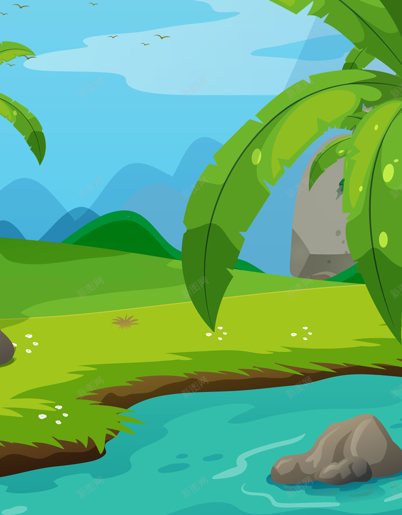 绿色手绘春季踏青春天绿植河水背景psd设计背景_88icon https://88icon.com 春季踏青 手绘 春天 绿植 绿色 春天背景 河水 郊游 卡通 儿童读物插画