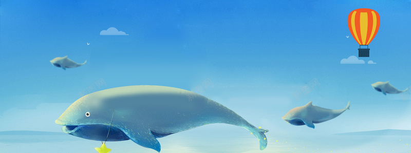 夏天海底畅游卡通海豚蓝色背景背景