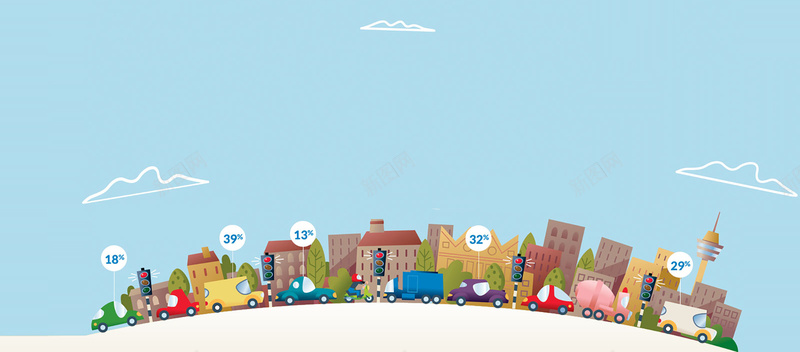 卡通手绘城市背景banner装饰jpg设计背景_88icon https://88icon.com 卡通 童趣 手绘 云朵 车队 城市 背景banner装饰 海报banner