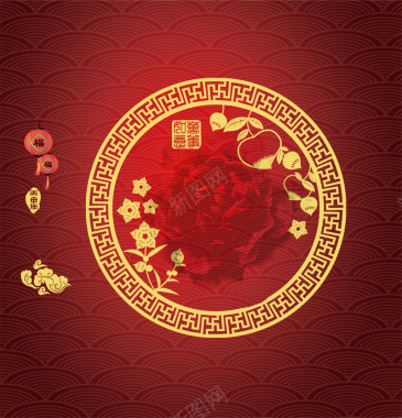 中国风中式建筑花纹背景素材背景