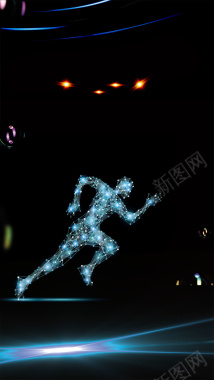 奔跑运动科技男H5背景素材背景