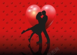 中国风情人节情侣拥抱红色背景素材背景