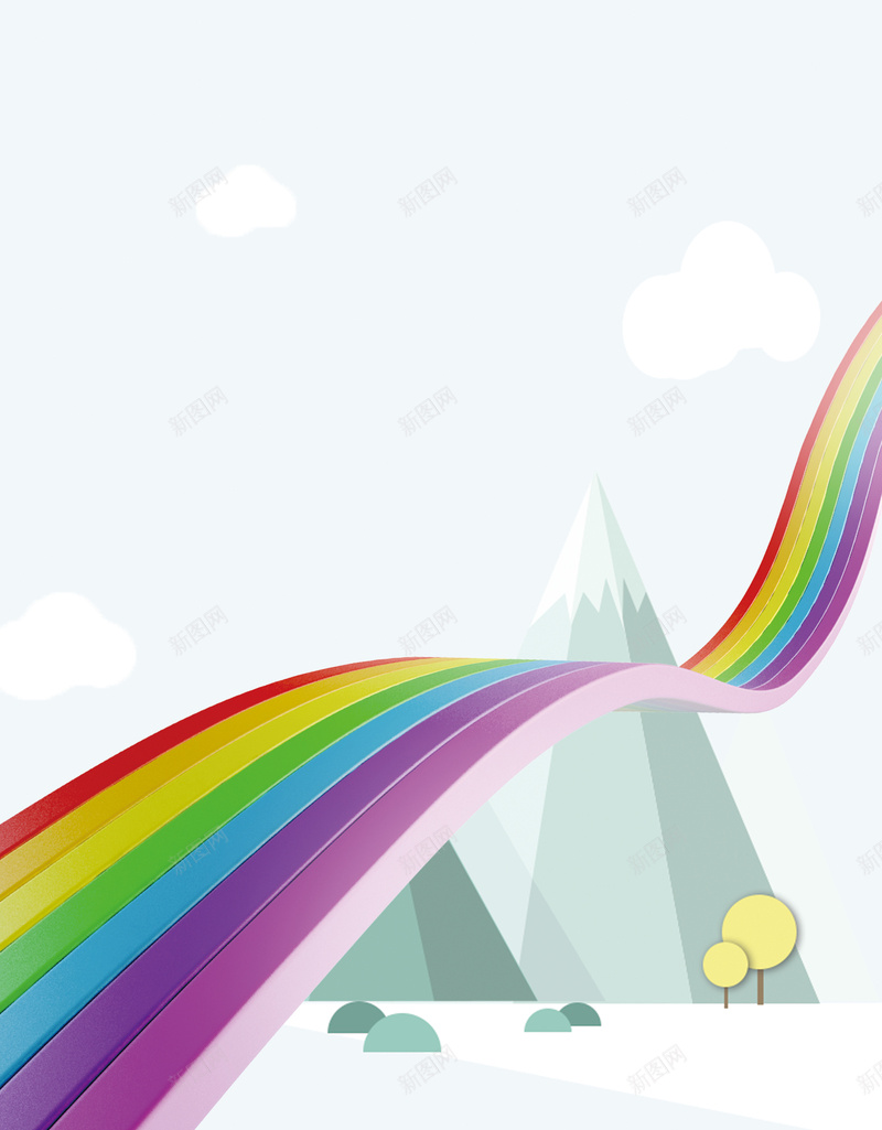 扁平立体卡通彩虹桥海报jpg设计背景_88icon https://88icon.com 彩虹桥 卡通 扁平 抽象 立体 山峰 几何 开心 文艺 小清新 简约