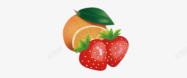 草莓橙子水果png免抠素材_88icon https://88icon.com 草莓 橙子 水果 手绘水果
