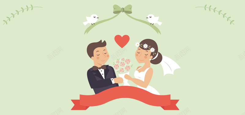 装饰婚礼几何绿色banner比较psd设计背景_88icon https://88icon.com 装饰婚礼 小清新 婚庆 婚礼 结婚 文艺 简约 几何 爱心 鸟 婚纱 手绘 素材 背景 广告 设计