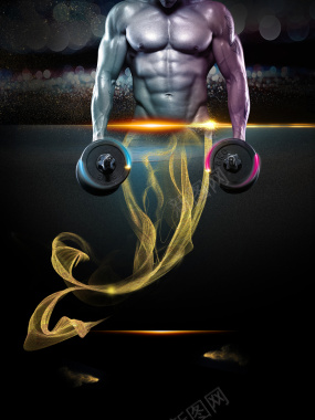 肌肉男创意健身中心海报背景素材背景