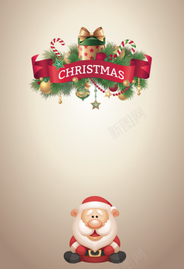 纯色圣诞老人艺术字海报背景素材背景
