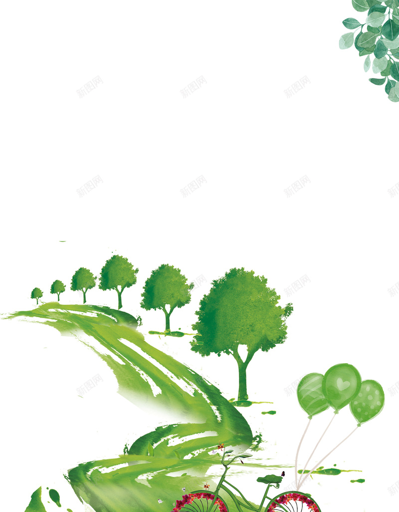 绿色创意低碳出行公益海报psd设计背景_88icon https://88icon.com 低碳海报 低碳环保 低碳生活 保护地球 绿色环保 绿色生活 节能海报 树 自行车 手绘