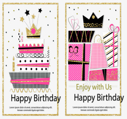 生日派对邀请卡2款时尚生日派对邀请卡矢量素材高清图片