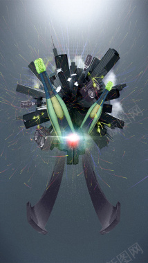 科技科幻城市光束大气深邃酷炫H5背景图背景