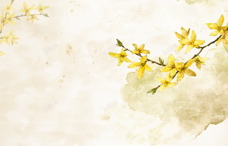 手绘黄色迎春花背景psd设计背景_88icon https://88icon.com 手绘 花卉 花朵 水彩 纹理 植物 清新 黄色 迎春花 卡通 童趣
