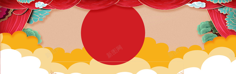 七月夏日中秋淘宝中国风团圆红色海报背景背景