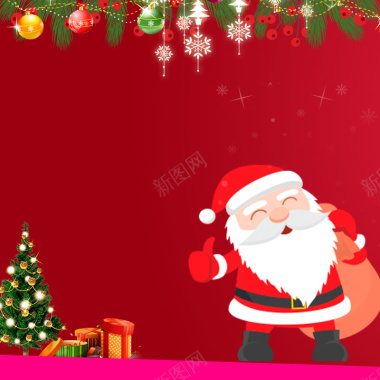 红色圣诞节圣诞老人圣诞购物背景背景