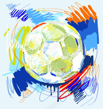 彩绘足球插画矢量素材背景