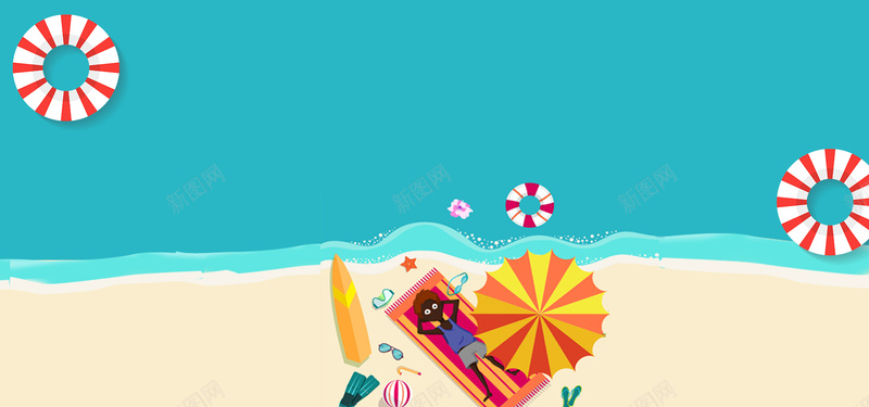 夏日防晒海边度假卡通扁平蓝色背景psd设计背景_88icon https://88icon.com 立夏 夏天 初夏 炎热夏天 夏季 小清新 夏天海报 素材 广告 设计 背景 遮阳伞 海边度假 游泳圈