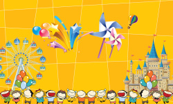 61宣传黄色卡通童趣六一儿童节主题海报背景素材高清图片
