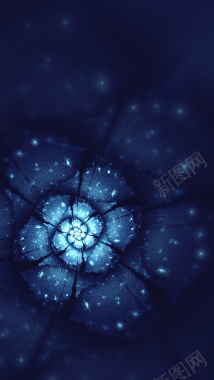蓝色抽象花朵光效H5背景背景