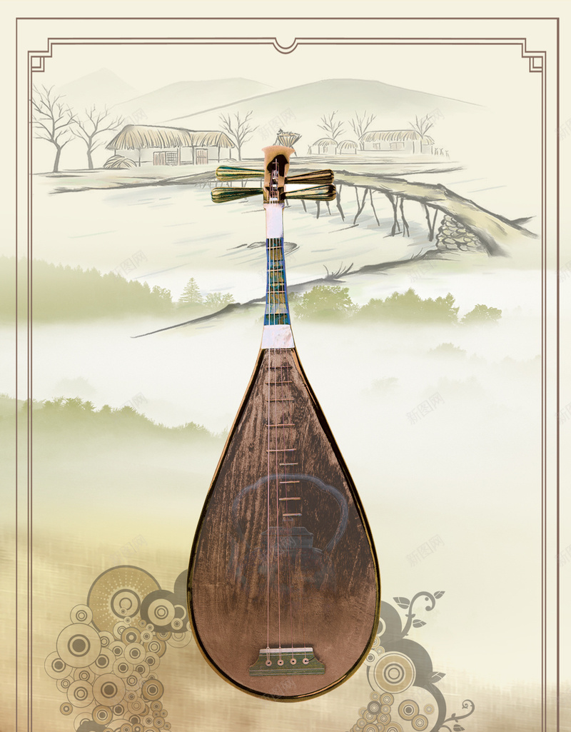 清明节黑白阴雨水墨风H5背景psd设计背景_88icon https://88icon.com 水墨风 清明节 阴雨 黄底 黑白 清明节公益广告 清明节传统习俗广告 古筝 边框